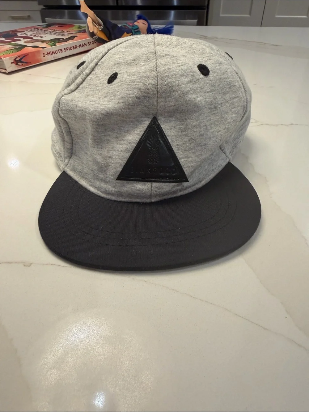 Kids Gray and Black Snapback Hat with Triangle Patch